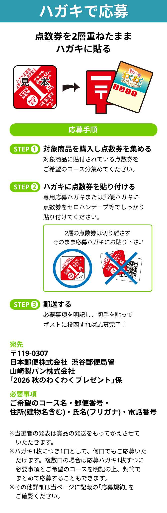 ハガキで応募